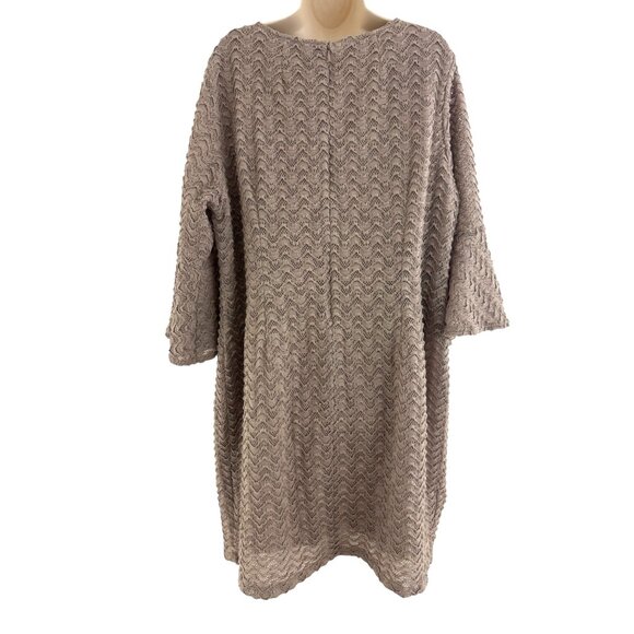 Beige Tan Knit Lace Shift Dress Bell Sleeves Size 24W 3X Plus Fall Evening Party - Picture 3 of 8